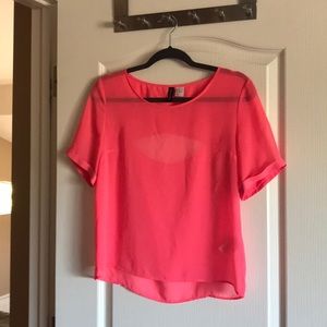H & M pink / coral open back top